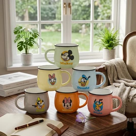 Donald Multi Colour Coffee & Tea Mugs, 170ml, Set of 6 — Vitrified Tableware Angle 2 | Prince Ceramics Khurja