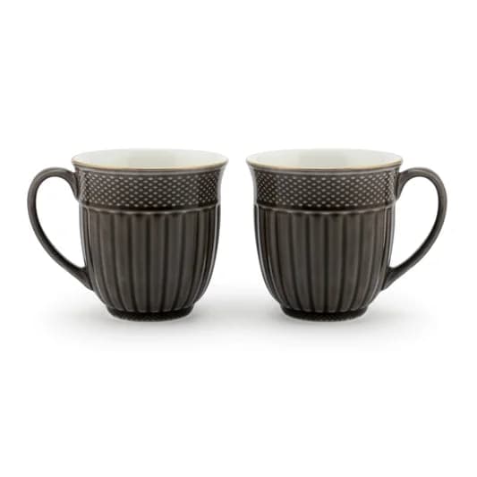 Esha Impression 1300 Coffee & Tea Mugs Set of 6, 200ml, (GREY) — Vitrified Tableware Angle 2 | Prince Ceramics Khurja