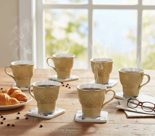 Aster Impression 1300 Coffee & Tea Mugs Set of 6, 120ml (CREAM) — Vitrified Tableware Angle 1 | Prince Ceramics Khurja