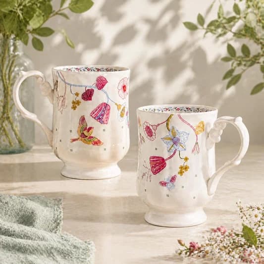 Sweet Pea Maharani Milk Mug, Set of 2, 300ml each — Commercial Vitrified Ceramic Tableware Khurja