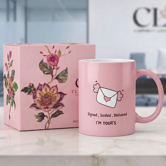Swiss Pebble Ceramic Coffee & Milk Mug, love mugs/ love quotes, 280ml — Vitrified Tableware Angle 2 | Prince Ceramics Khurja