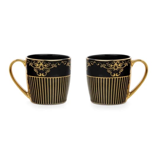 Alton Ebony DLX Ceramic Coffee & Tea Mugs, 180ml, Set of 6 — Vitrified Tableware Angle 2 | Prince Ceramics Khurja