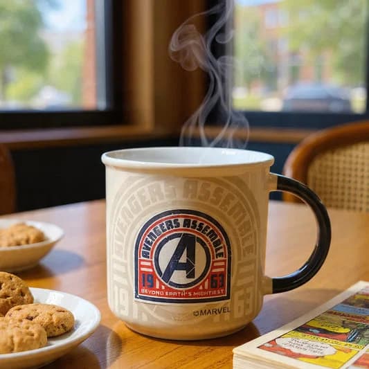 Marvel Avengers Pebble Ceramic Coffee & Milk Mug, 400ml (AVENGER3) — Vitrified Tableware Angle 2 | Prince Ceramics Khurja