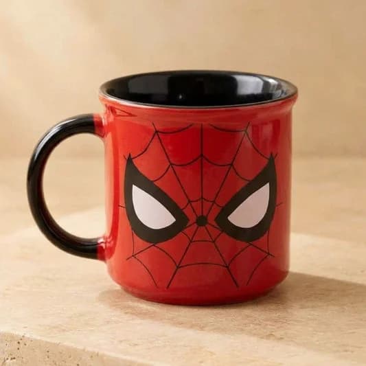 Marvel Spider-Man Pebble Ceramic Coffee & Milk Mug, Red & Black, 400ml — Vitrified Tableware Angle 1 | Prince Ceramics Khurja