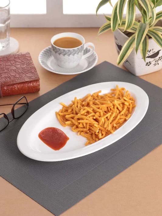 Basic Platter Oval Small, Medium & Big 3 Piece Plain White — Commercial Vitrified Ceramic Tableware Khurja