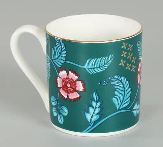Marine Opulence Snack Platter & Coffee Mug Set — Vitrified Tableware Angle 2 | Prince Ceramics Khurja
