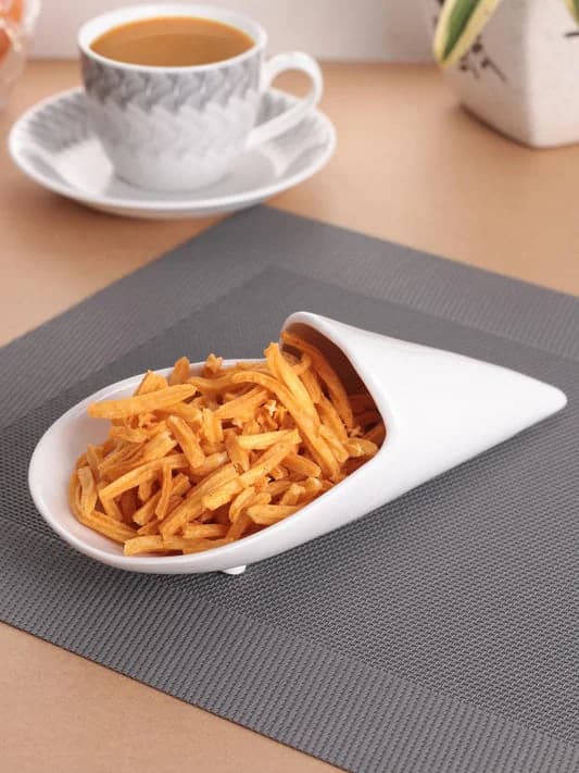 Basic Platter Fries Platto 1 Piece Plain White — Commercial Vitrified Ceramic Tableware Khurja