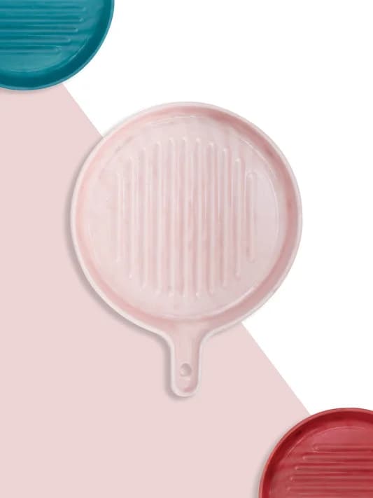 Ceramic Round Grill Plate, Pink — Commercial Vitrified Ceramic Tableware Khurja