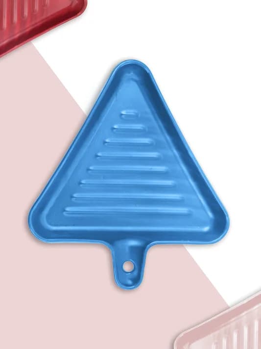 Ceramic Triangle Grill Plate, Blue — Commercial Vitrified Ceramic Tableware Khurja