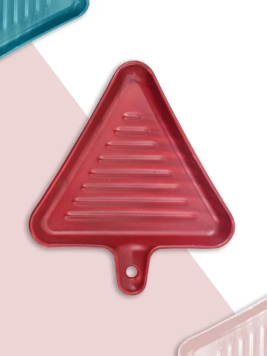 Ceramic Triangle Grill Plate, Red — Commercial Vitrified Ceramic Tableware Khurja