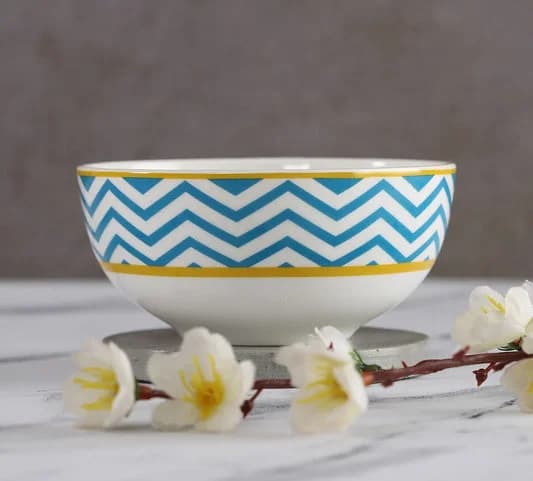 Mystical Gardens Ceramic Katori Bowl, 10cm — Commercial Vitrified Ceramic Tableware Khurja