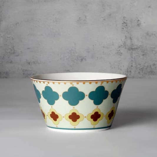 Grandeur Green Ceramic Nikko Bowl Set, Set of 3 — Vitrified Tableware Angle 2 | Prince Ceramics Khurja