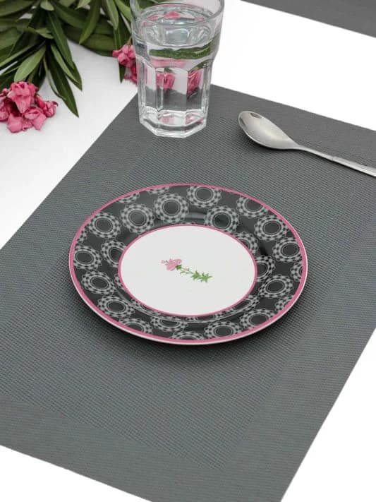 Black Garden Ceramic Side Plate, 7-inch — Vitrified Tableware Angle 2 | Prince Ceramics Khurja