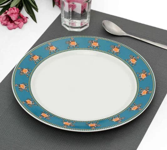 Swirling Safari Ceramic Dinner Plate, 10.5-inch — Commercial Vitrified Ceramic Tableware Manufactured in Khurja