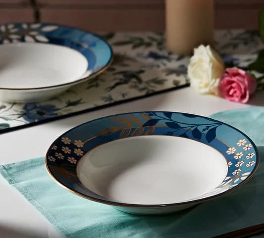 Oceanic Opulence Pasta Plate Set of 2 — Vitrified Tableware Angle 1 | Prince Ceramics Khurja