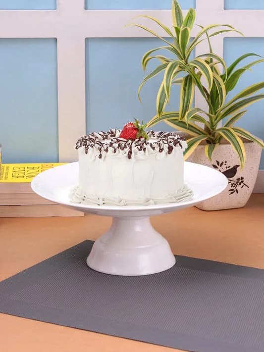 Basic Cake Stand 1 Piece Plain White — Commercial Vitrified Ceramic Tableware Khurja