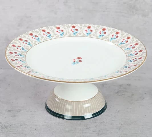 Nature's Bloom Cake Stand, 1 piece — Vitrified Tableware Angle 2 | Prince Ceramics Khurja