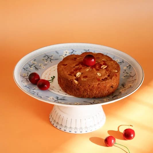 River of Flowers Urmi Cake Stand, 1 Piece — Commercial Vitrified Ceramic Tableware Khurja