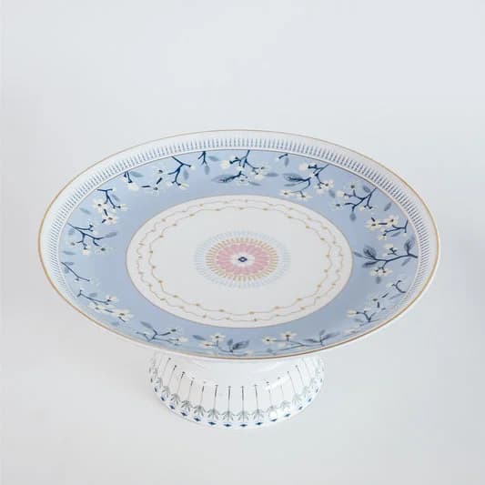 River of Flowers Urmi Cake Stand, 1 Piece — Vitrified Tableware Angle 2 | Prince Ceramics Khurja