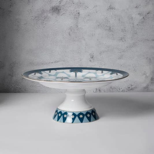 Oceanic Opulence Cake Stand, 1 piece — Vitrified Tableware Angle 2 | Prince Ceramics Khurja