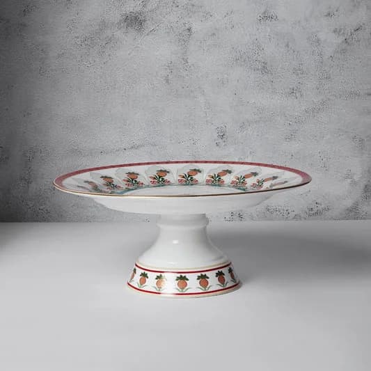 Blushed Orchard Cake Stand, 1 piece — Vitrified Tableware Angle 2 | Prince Ceramics Khurja