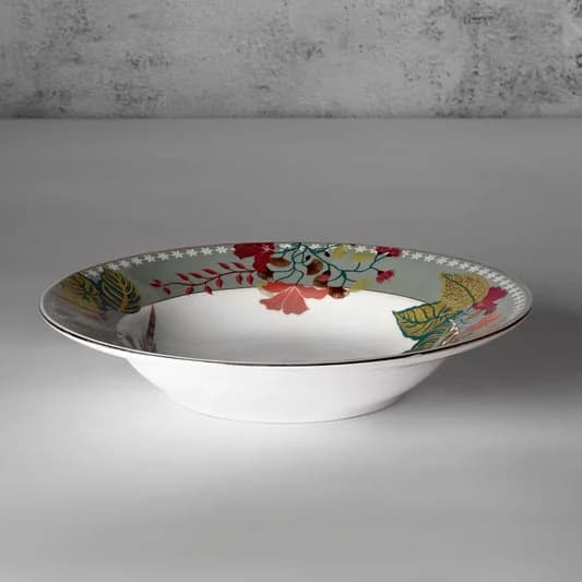 Grandeur Green Pasta Plate Set of 2 — Vitrified Tableware Angle 2 | Prince Ceramics Khurja