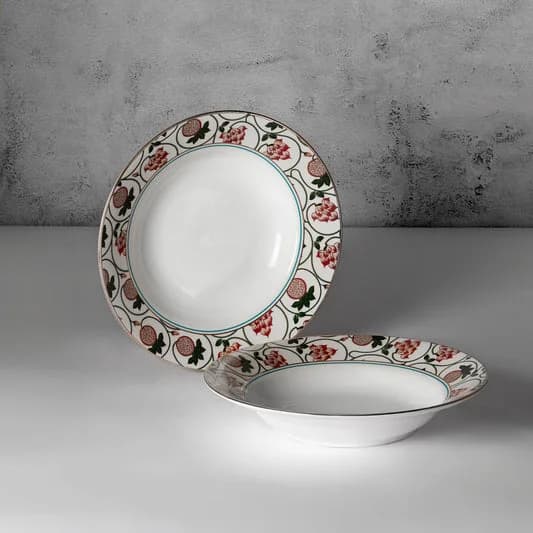 Blushed Orchard Pasta Plate Set of 2 — Vitrified Tableware Angle 2 | Prince Ceramics Khurja