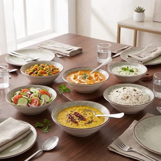 Fine Porcelain Medium Snack Bowl for Family of 6 | Textures | Glossy Finish Home, Office & Gifting (6 Pieces) — Vitrified Tableware Angle 1 | Prince Ceramics Khurja