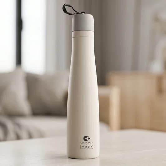 Zylo Vacuum Insulated Double Walled Water Bottle 18 Hrs Hot & 24 Hrs Cold, BIS Certified, Stainless Steel Flask 650 ml — Vitrified Tableware Angle 2 | Prince Ceramics Khurja