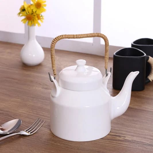 Basics Ceramic Desi Kettle, White, 1 Piece — Commercial Vitrified Ceramic Tableware Khurja