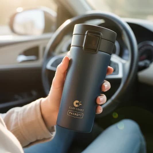 Caferoma Double-Walled Stainless Steel Tumbler, 380ml | BIS Certified | Hot & Cold for Long Hours — Commercial Vitrified Ceramic Tableware Khurja