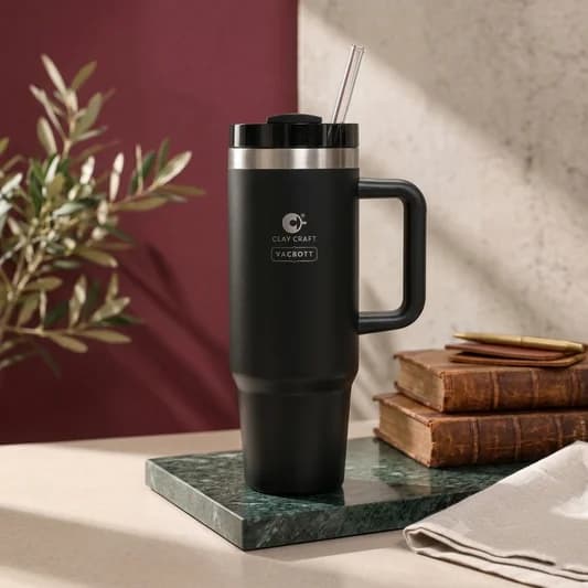 Vacuum EverSip® Chrome Tumbler 900 ml for Adults for Office & Gym — Vitrified Tableware Angle 1 | Prince Ceramics Khurja