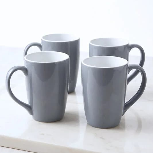 Porcelain Coffee Mug (Set of 4) Textures Sway Glossy Finish Mugs for Home, Office & Gifting, 270 ml — Vitrified Tableware Angle 1 | Prince Ceramics Khurja