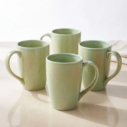 Porcelain Coffee Mug (Set of 4) Glossy Finish Mugs for Home, Office & Gifting, 270 ml — Vitrified Tableware Angle 2 | Prince Ceramics Khurja