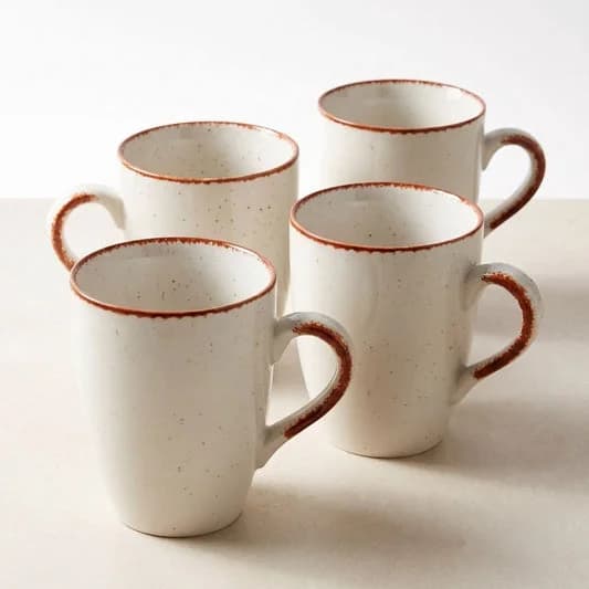 Porcelain Coffee Mug (Set of 4) Matte Finish Mugs for Home, Office & Gifting, 270 ml — Vitrified Tableware Angle 2 | Prince Ceramics Khurja