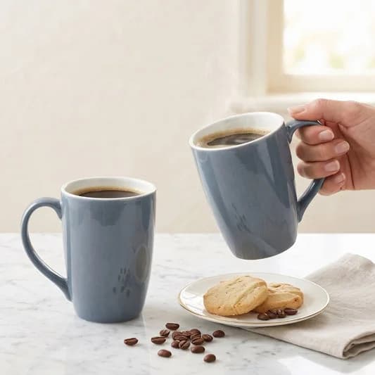 Porcelain Coffee Mug (Set of 2) Textures Sway Glossy Finish Mug for Home, Office & Gifting, 270 ml — Vitrified Tableware Angle 1 | Prince Ceramics Khurja