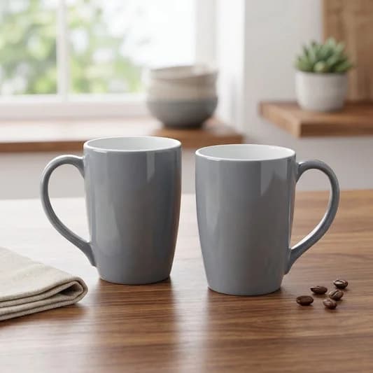 Porcelain Coffee Mug (Set of 2) Textures Sway Glossy Finish Mug for Home, Office & Gifting, 270 ml — Vitrified Tableware Angle 2 | Prince Ceramics Khurja