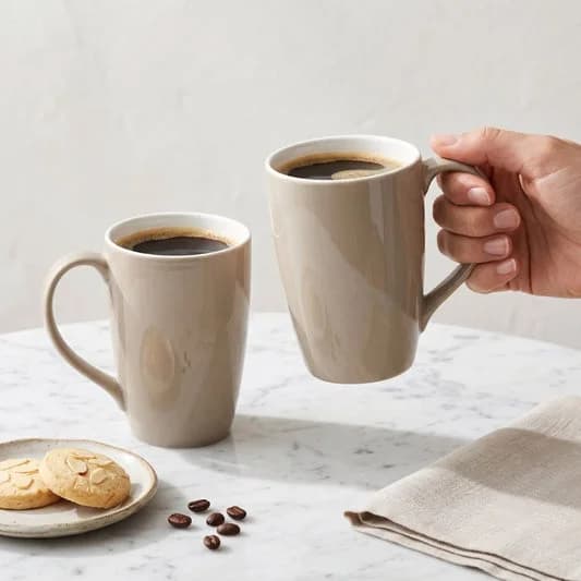Porcelain Coffee Mug (Set of 2) Textures Ground Glossy Finish Mug for Home, Office & Gifting, 270 ml — Vitrified Tableware Angle 1 | Prince Ceramics Khurja