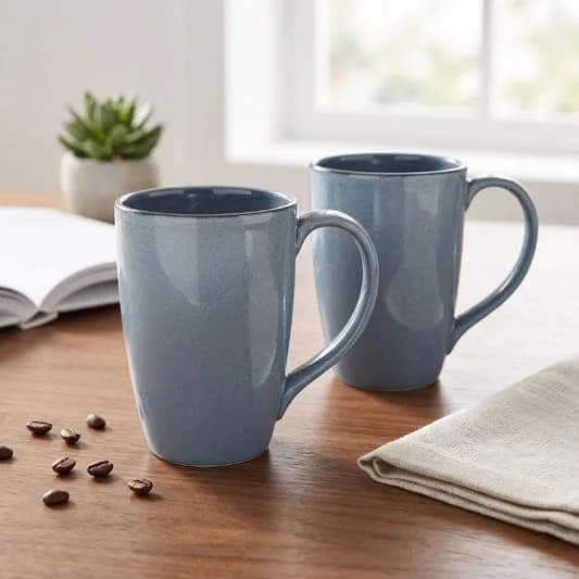 Porcelain Coffee Mug (Set of 2) Glossy Finish Mug for Home, Office & Gifting, 270 ml — Vitrified Tableware Angle 1 | Prince Ceramics Khurja