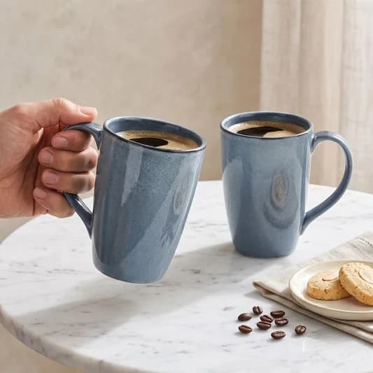Porcelain Coffee Mug (Set of 2) Glossy Finish Mug for Home, Office & Gifting, 270 ml — Vitrified Tableware Angle 2 | Prince Ceramics Khurja