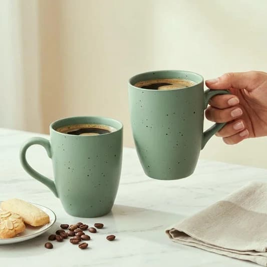 Porcelain Coffee Mug (Set of 2) Matte Finish Mug for Home, Office & Gifting, 270 ml — Vitrified Tableware Angle 1 | Prince Ceramics Khurja