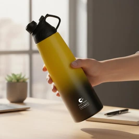 Canon Duo Vacuum Insulated Double Walled Water Bottle 18 Hrs Hot & 24 Hrs Cold Stainless Steel Flask, BIS Certified, 1060ml — Vitrified Tableware Angle 1 | Prince Ceramics Khurja