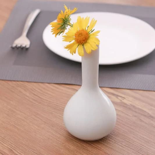Basics Budvase High White Textured Ceramic Vase — Commercial Vitrified Ceramic Tableware Khurja