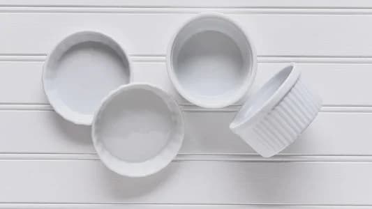 Basics Ceramic Ramekin Soufflé Dish, 180ml, Set of 6 — Vitrified Tableware Angle 2 | Prince Ceramics Khurja