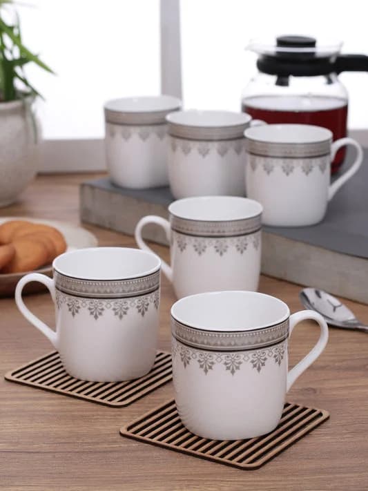 Asian Super Coffee & Tea Mugs, 200ml, Set of 6 — Commercial Vitrified Ceramic Tableware Manufactured in Khurja
