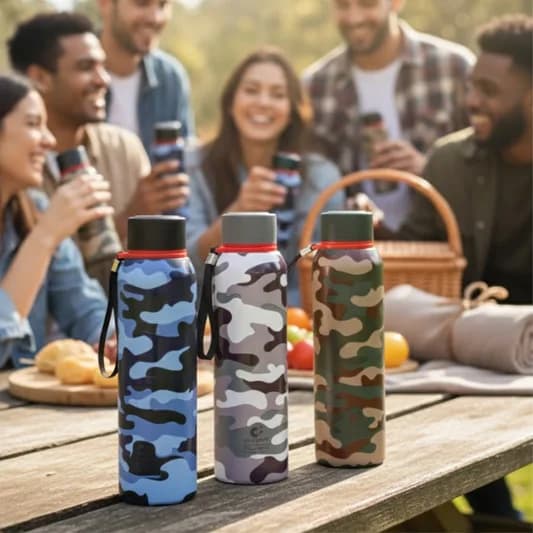 Everest Military Vacuum Insulated Double Walled Water Bottle 18 Hrs Hot & 24 Hrs Cold Stainless Steel Flask, BIS Certified, 700ml — Vitrified Tableware Angle 1 | Prince Ceramics Khurja