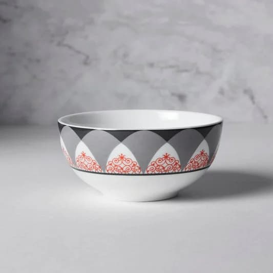 Onyx Elegance Ceramic Katori Bowl, 10cm — Vitrified Tableware Angle 2 | Prince Ceramics Khurja
