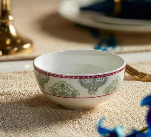 Sage Luxe Ceramic Katori Bowl, 10cm — Vitrified Tableware Angle 1 | Prince Ceramics Khurja