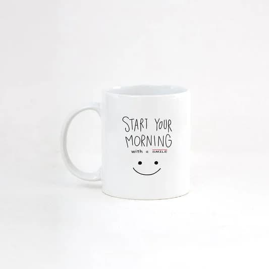Swiss Coffee Mug, 1 piece, 280ml, A Smile — Vitrified Tableware Angle 2 | Prince Ceramics Khurja