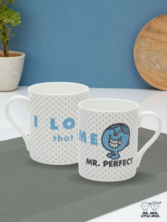 Mr. Men Little Miss™ Swing Coffee & Milk Mug, 350ml, 1 Piece (Mr. Perfect) — Commercial Vitrified Ceramic Tableware Manufactured in Khurja